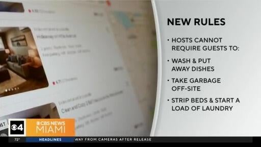 Airbnb bans hosts from requiring guests to do chores — CBS Miami, Wellington Community news