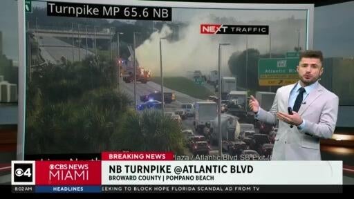 Truck fire shuts down all northbound lanes of Florida’s Turnpike in Pompano Beach — CBS Miami, Wellington Community news