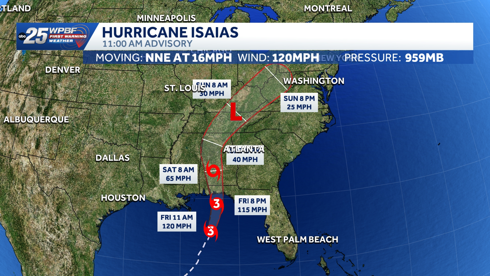 Hurricane Isaias strengthens to 120 mph ahead of Gulf Coast landfall — WPBF West Palm Beach